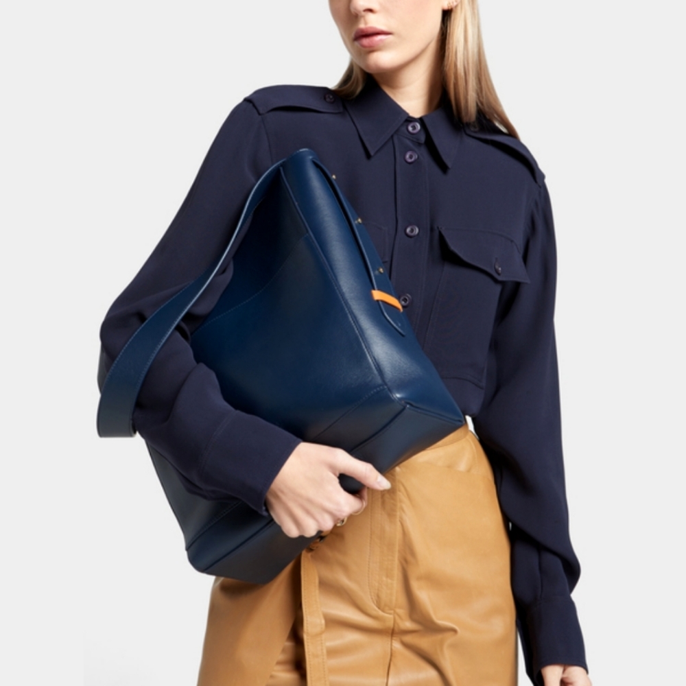 STOW WANDER-LUXE WANDERLUXE CAROLINA TRAVEL TOTE HOBO SHOULDER BAG NAVY BLUE